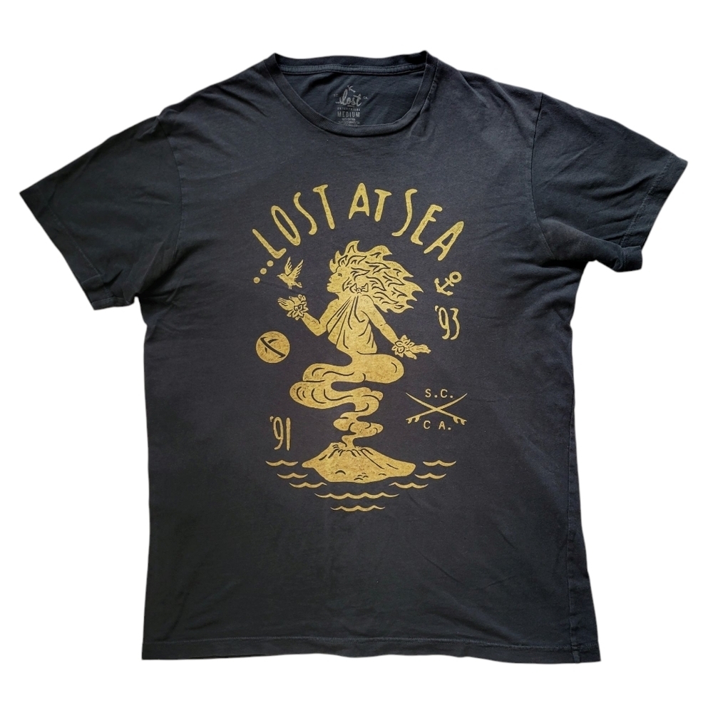 Lost // Men's Vintage Lost At Sea Mermaid Short Sleeve Tee / M / Blue & Gold